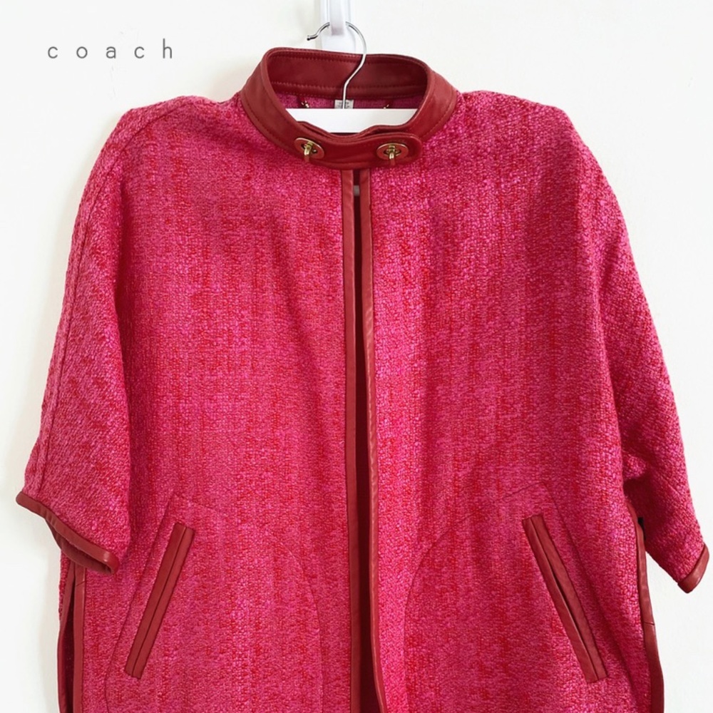 COACH leather-trimmed jacket in magenta fabric